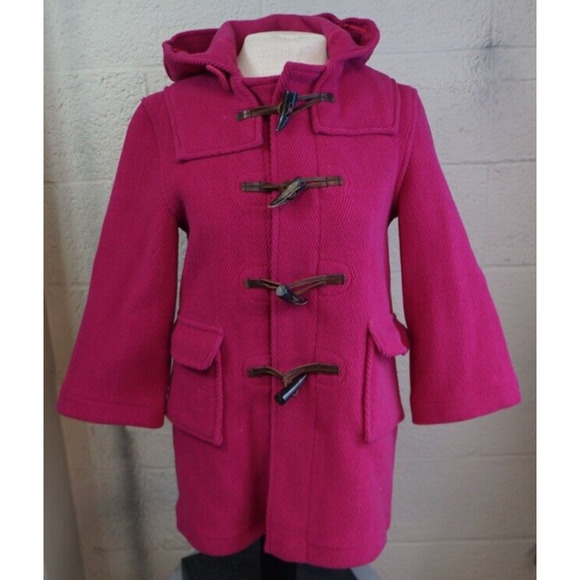 Papo d'Anjo Unisex Kid's Toggle Wool Blend Hooded Coat LV5 Fucia Size 8Y